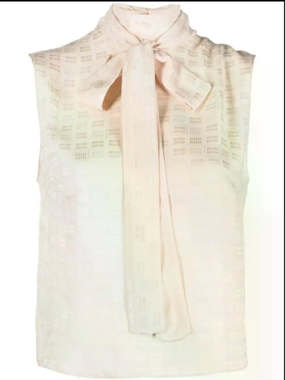 Miu Miu Logo Jacquard Scarf Detail Sleeveless Top | Silk |